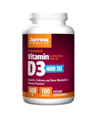 Jarrow Formulas, vitamina D3, colecalciferolo, 400 IU, 100 Softgels