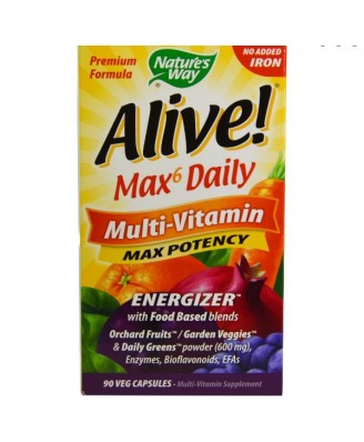 Alive! Whole Food Energizer Multivitamine Zonder Toegevoegd IJzer - Nature's Way (90 Vcaps)