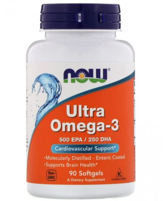 Ultra Omega-3- 500 EPA/250 DHA (90 softgels) - Now Foods
