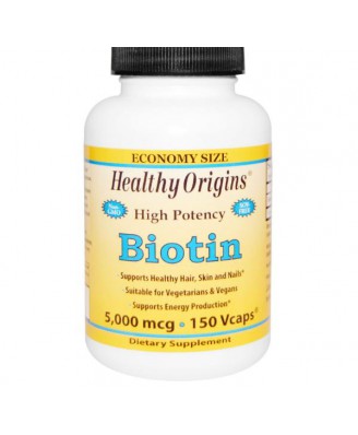 Healthy Origins, Biotin, High Potency, 5,000 mcg, 150 Vcaps
