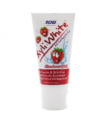 Now Foods, XyliWhite Kids dentifricio Gel, Splash senza fluoro, fragola, 3,0 oz (85 g)