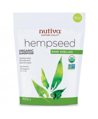 Nutiva, Organic Hemp Seeds, Raw Shelled, 8 oz (227 g)
