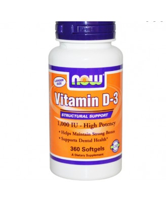 Now Foods, Vitamin D-3, High Potency, 1,000 IU, 360 Softgels