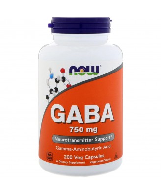 GABA- 750 mg (200 Vegetarian Capsules) - Now Foods