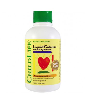 ChildLife, Essentials, Calcio liquido con magnesio, aroma arancia naturale, 16 fl oz (474 ml)