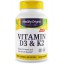Vitamin D3 & K2, 50mcg/200mcg, 180 Softgels, Healthy Origins