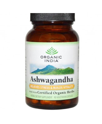Organic India, organici, Ashwagandha, Veggie 90 Caps