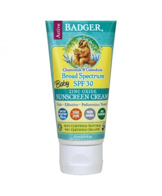 Badger Company, crema di protezione solare Baby, ampio spettro SPF 30, camomilla & Calendula, 2,9 fl oz (87 ml)